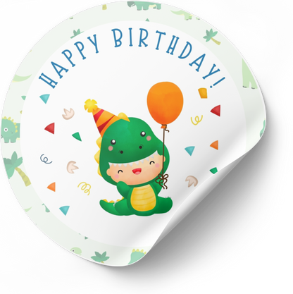 Sticker - Dino kindje happy birthday